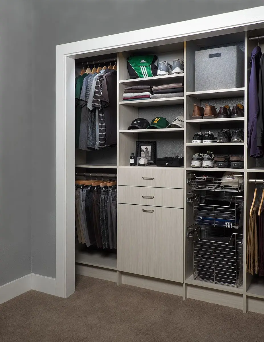 Reach-in bedroom custom closet Hollywood FL installation maximizing vertical storage space