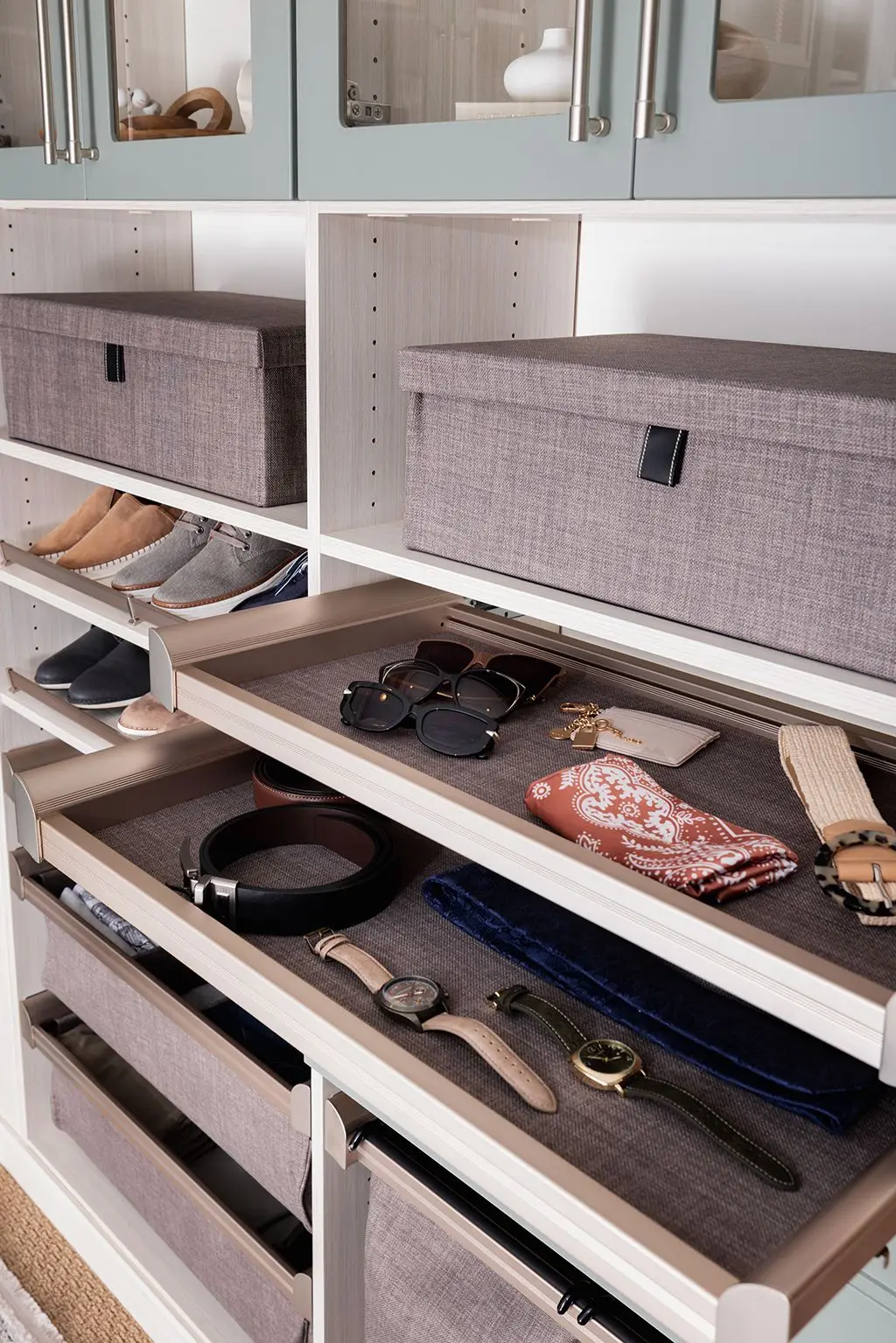 Custom closet systems velvet lined jewelry drawer organizer detail