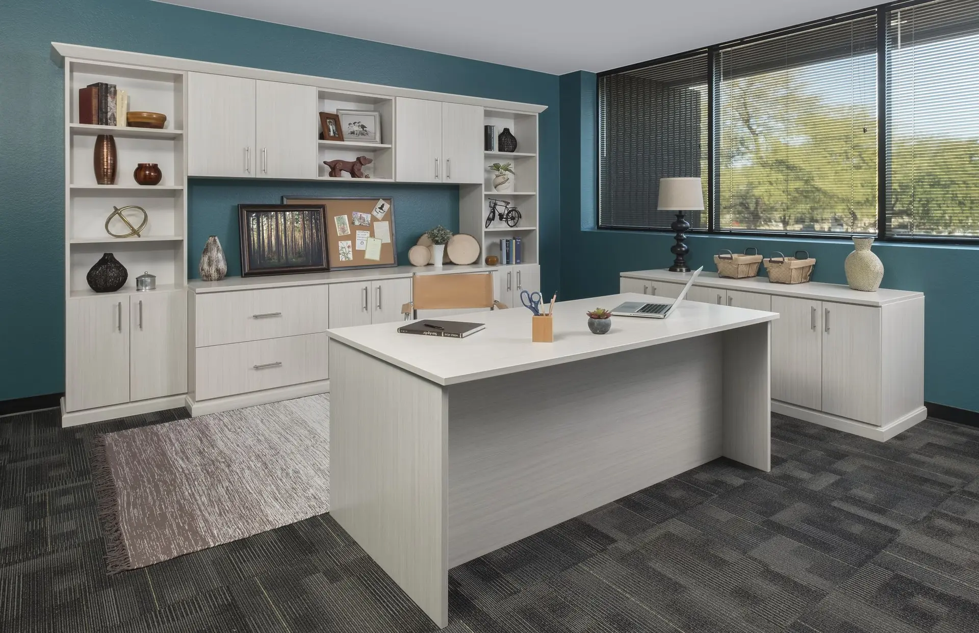 Premium arctic white custom home office cabinetry and storage systems near me