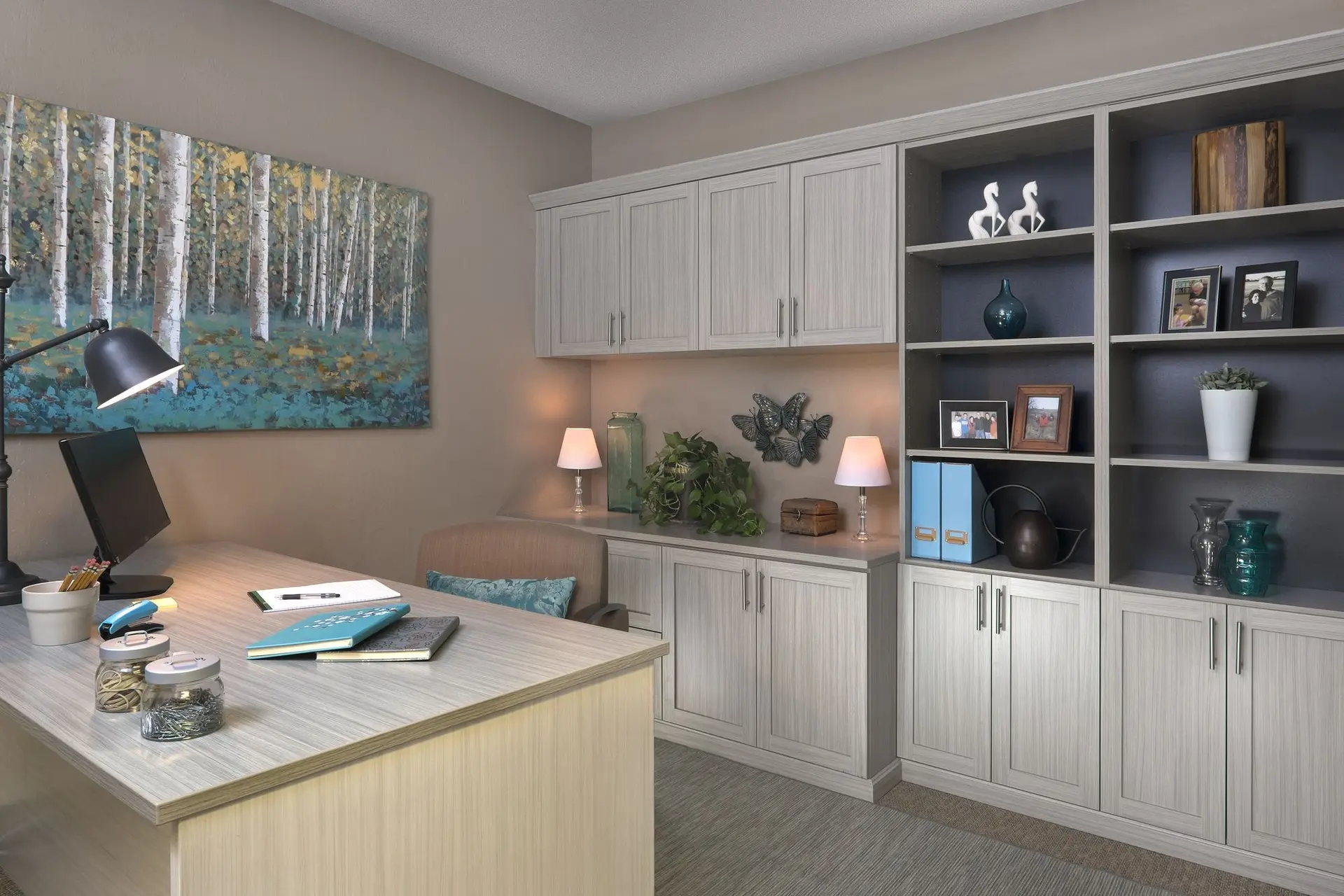 Premium custom home office storage systems and built in desk cabinets near me