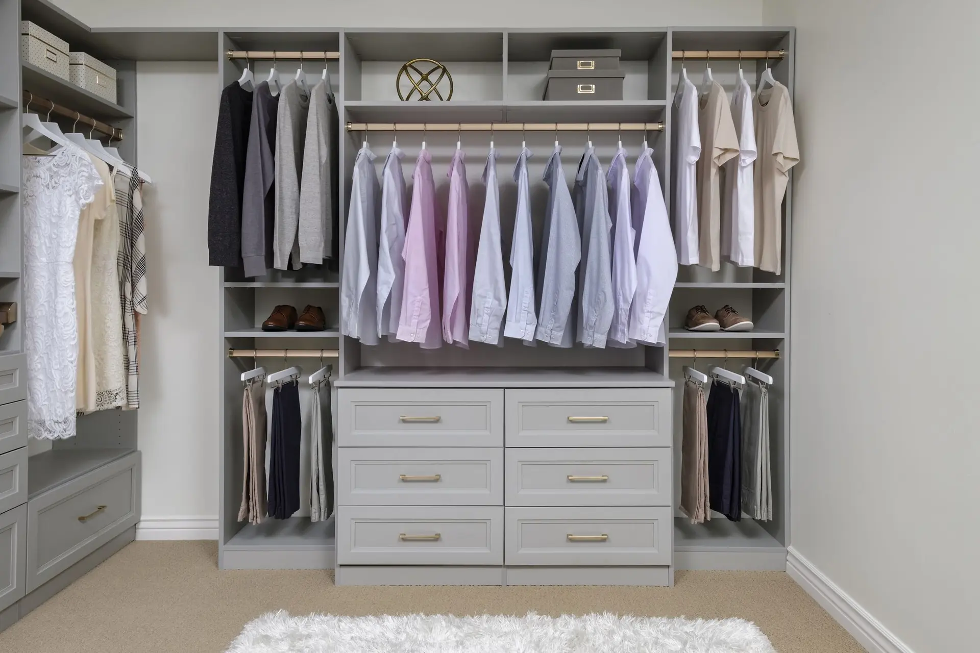 Cloud white premium walk in closet systems near me tailored for master bedroom storage