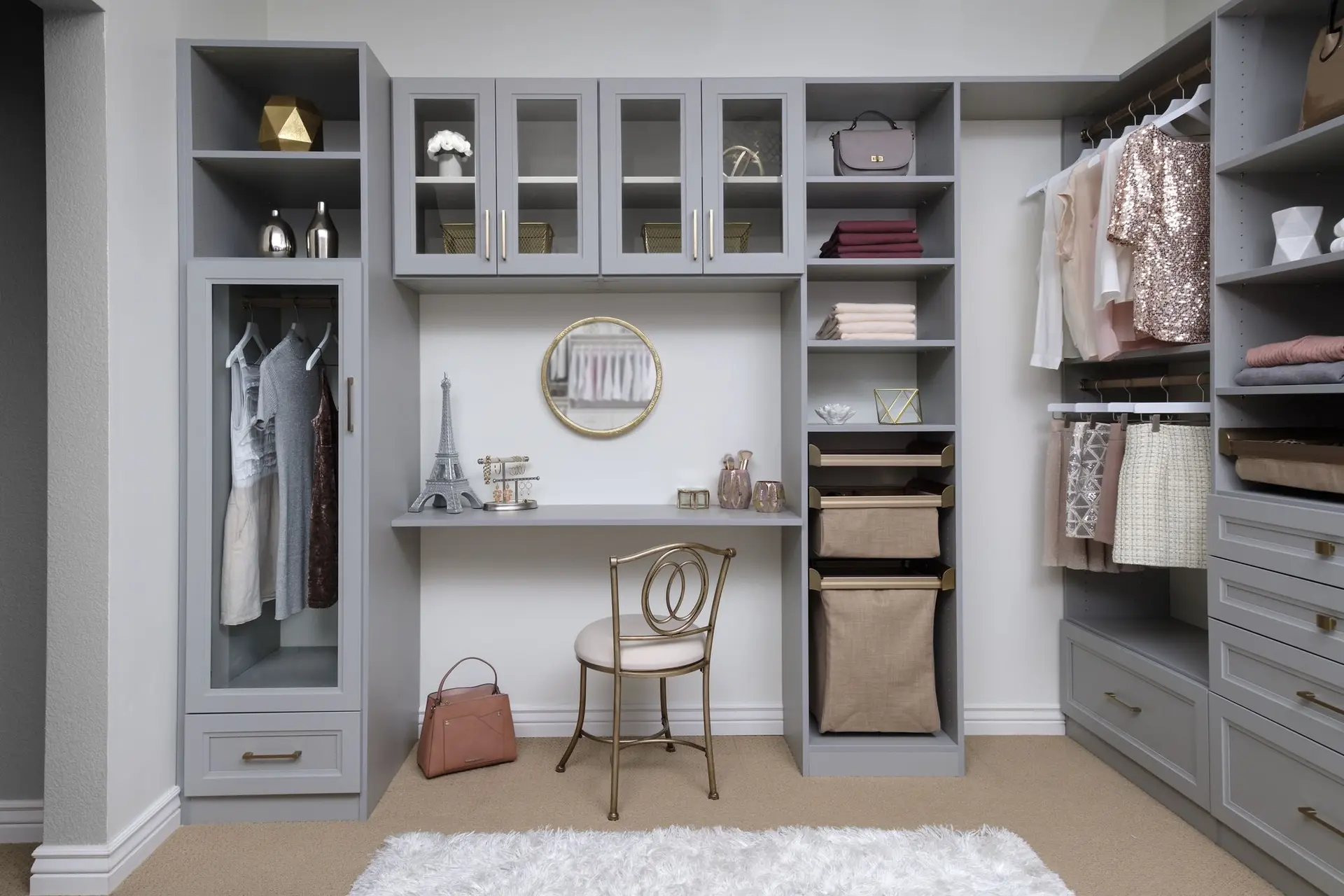 Sleek minimalist custom closet organizer installation in a Coconut Creek residence
