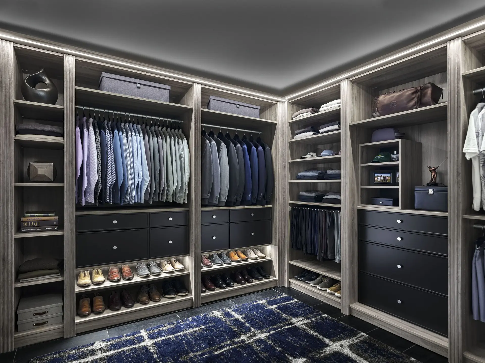 Custom walk in closet organizers featuring the premium Drift textured finish