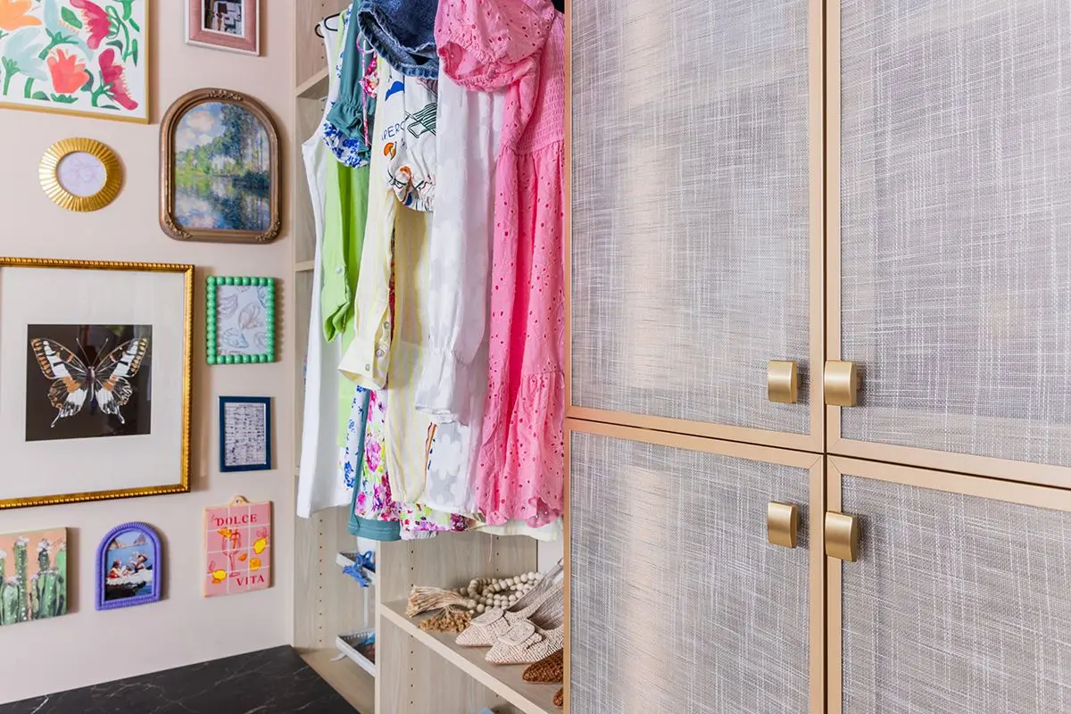 High-end master custom closets Boca Raton FL installation with open shoe racks