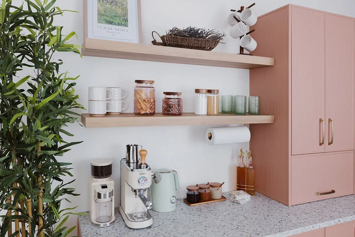 Custom kitchen coffee station built by a local contractor in Fort Lauderdale