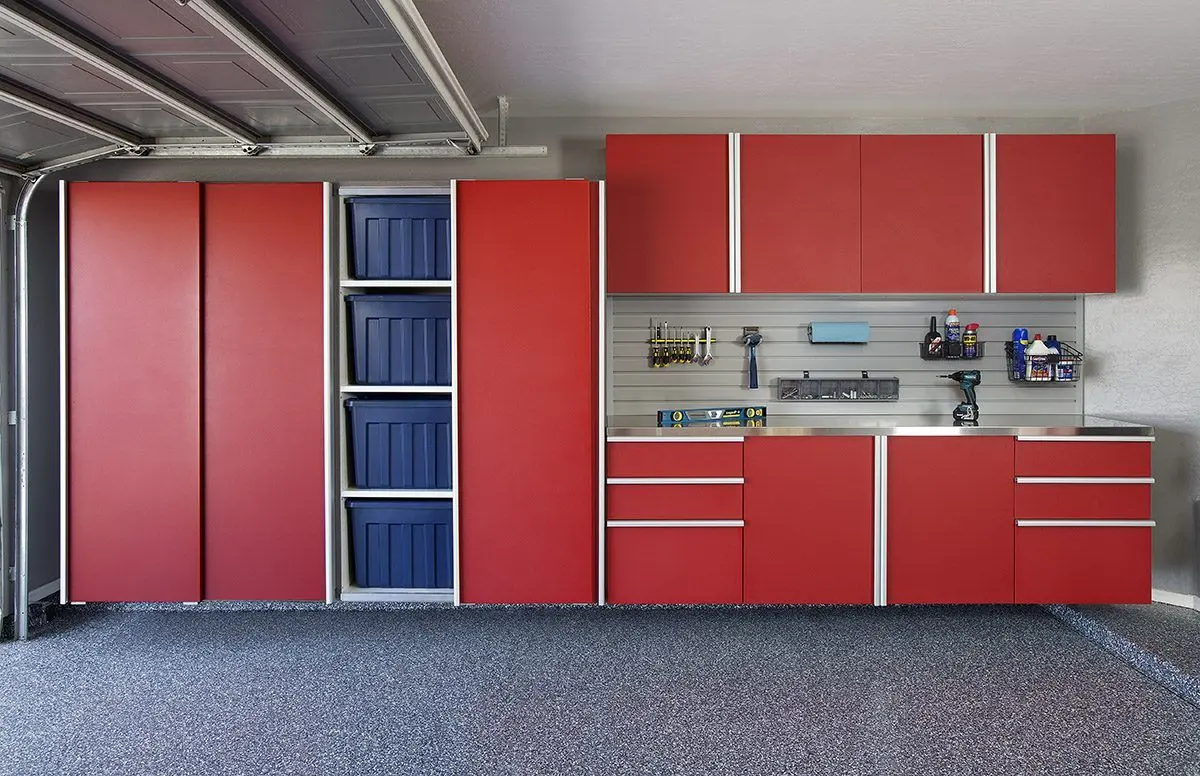 Modern lava garage storage cabinet layout installed in Coconut Creek