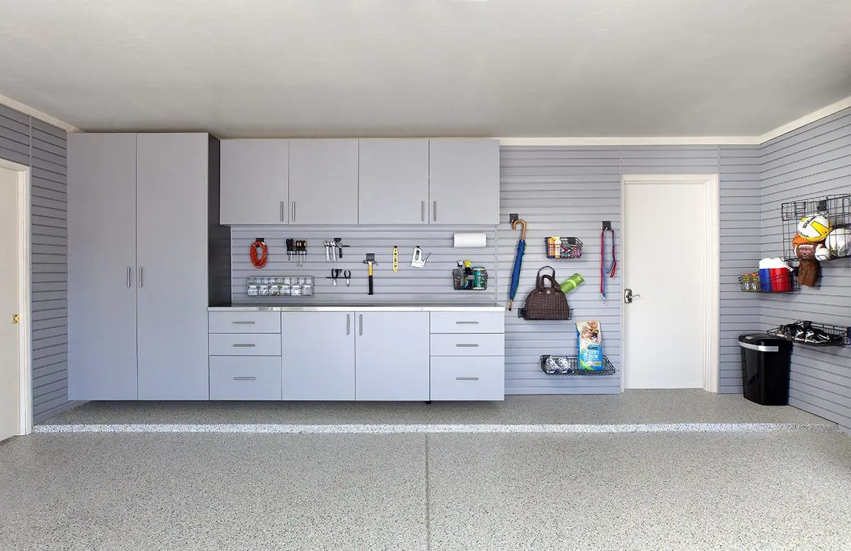Premium silver garage storage systems installed in Coral Springs