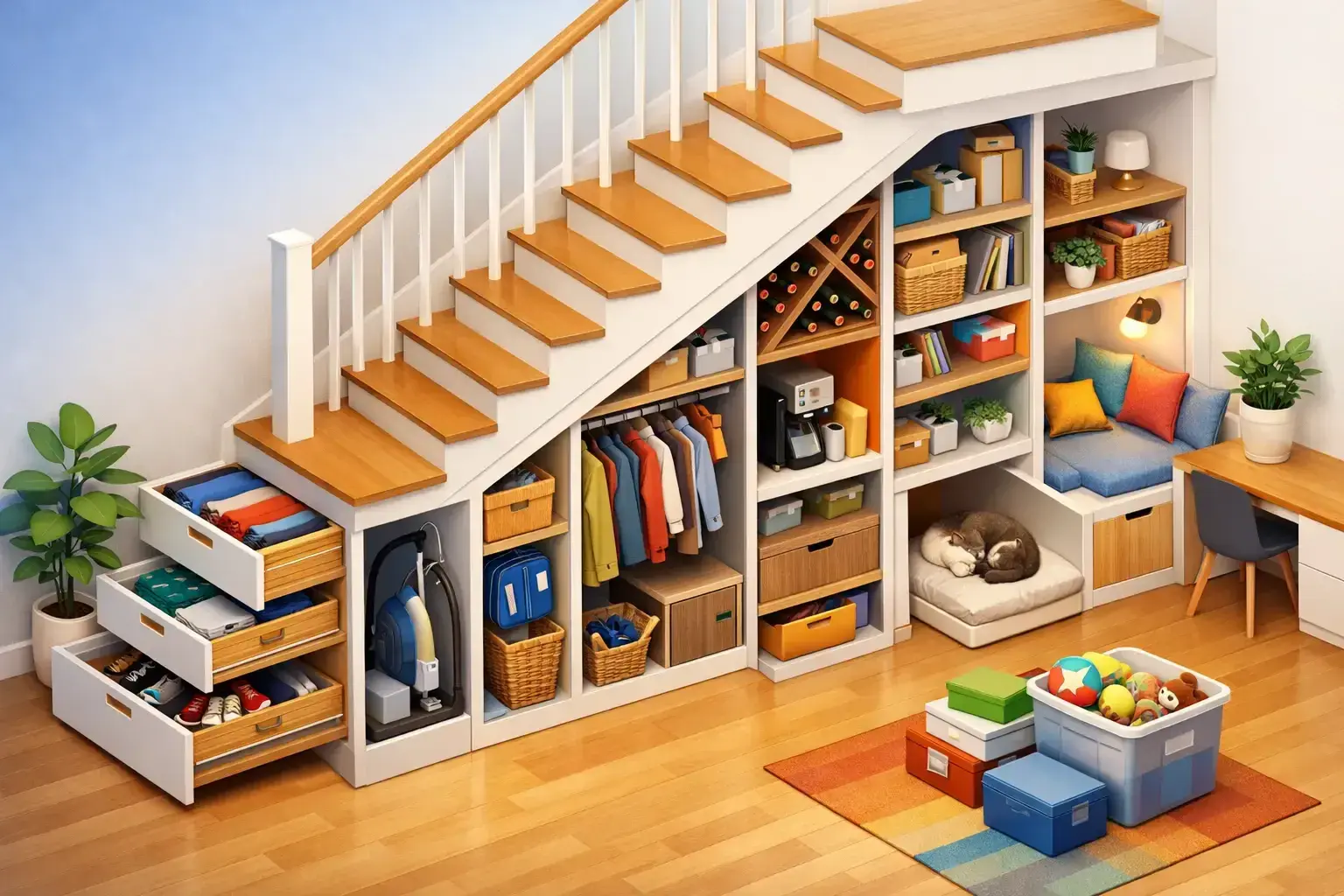 12 Under Stairs Storage Ideas That Work