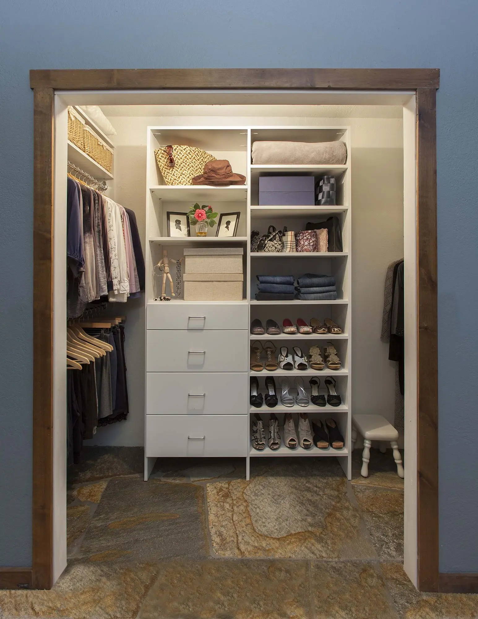 Custom closet organizer and shelving system installation in a Coral Springs home