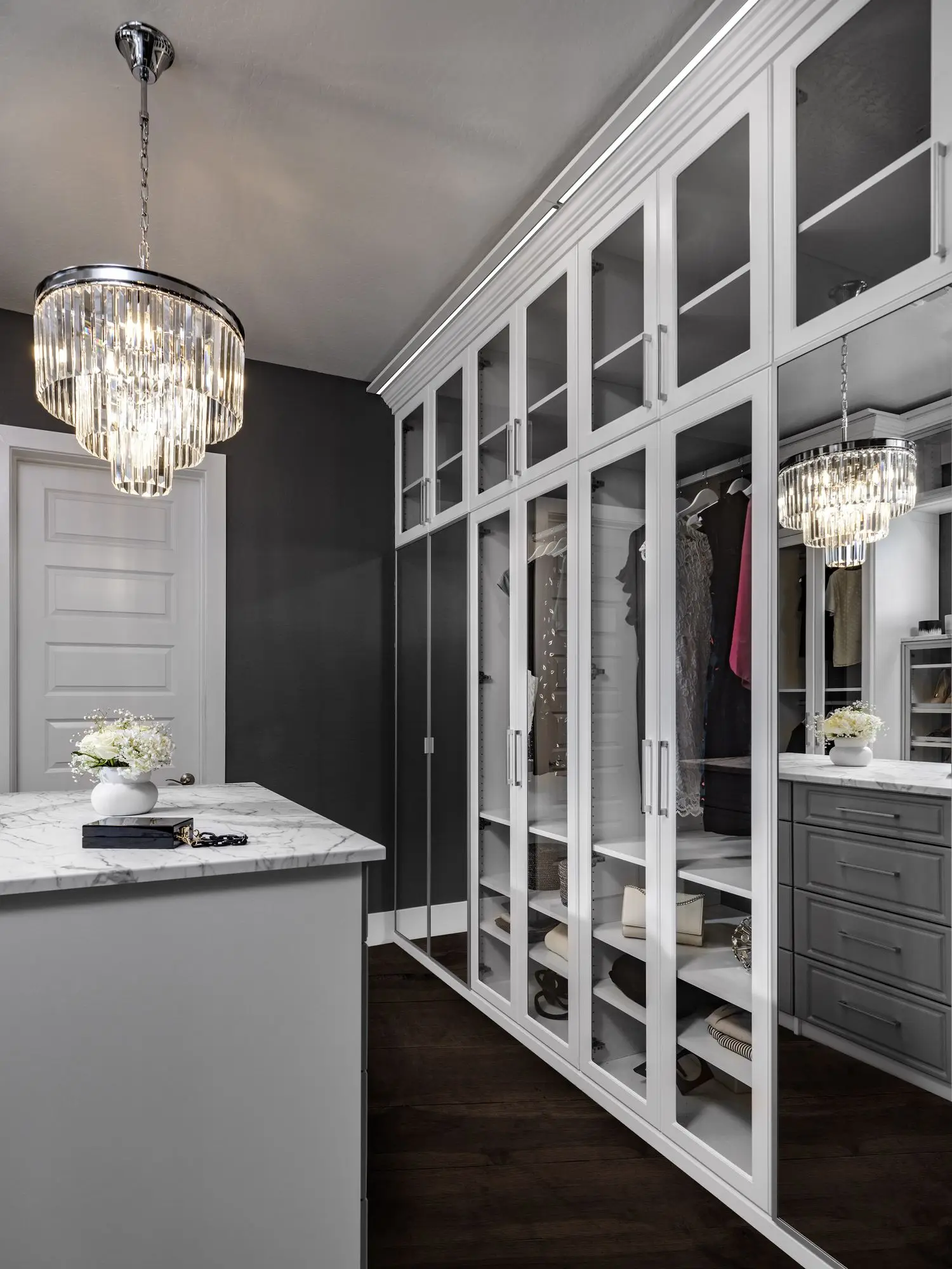 Premium white custom closet systems near me designed for master bedroom storage
