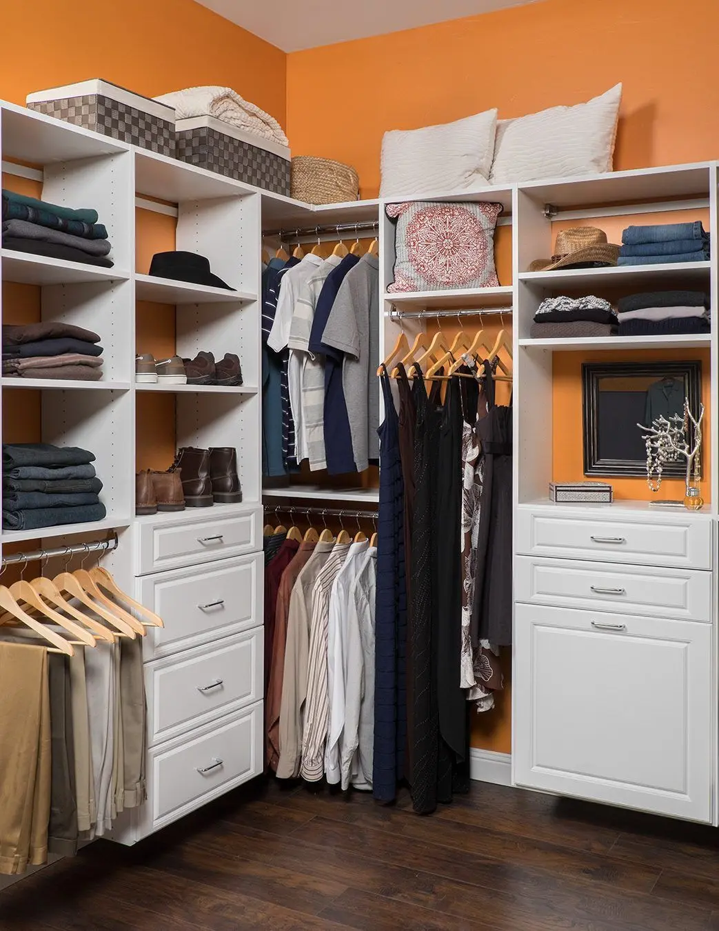 Premium white custom closet systems near me designed for master bedroom storage